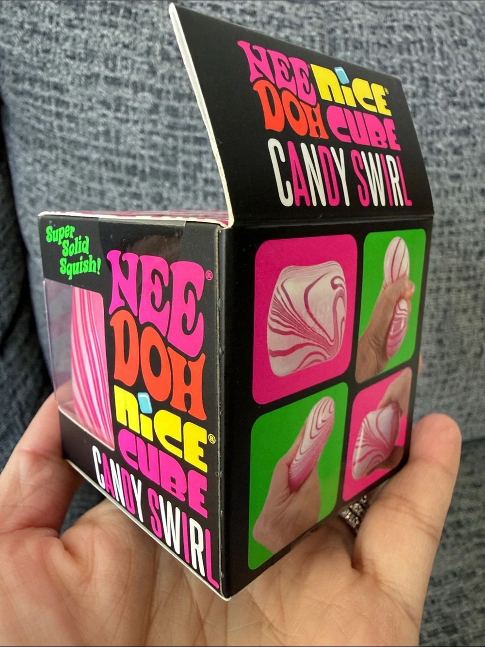 Nice Cube Candy Swirl NeeDoh Pink Squish Toy